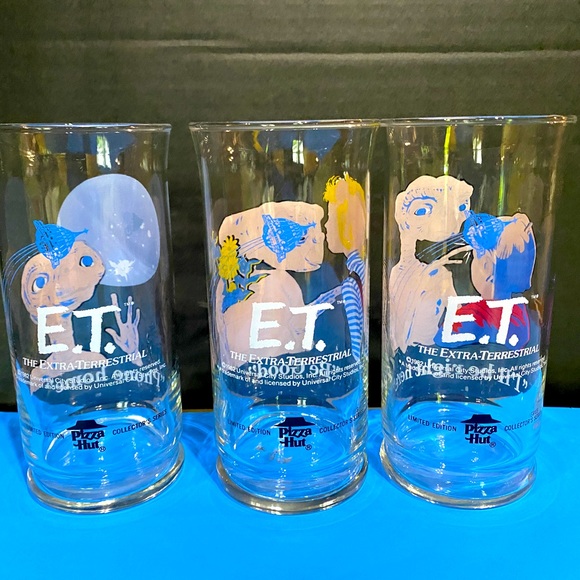 E.T. Extra Terrestrial 1982 Universal Studios Pizza Hut Collector Series Glasses - Picture 10 of 15